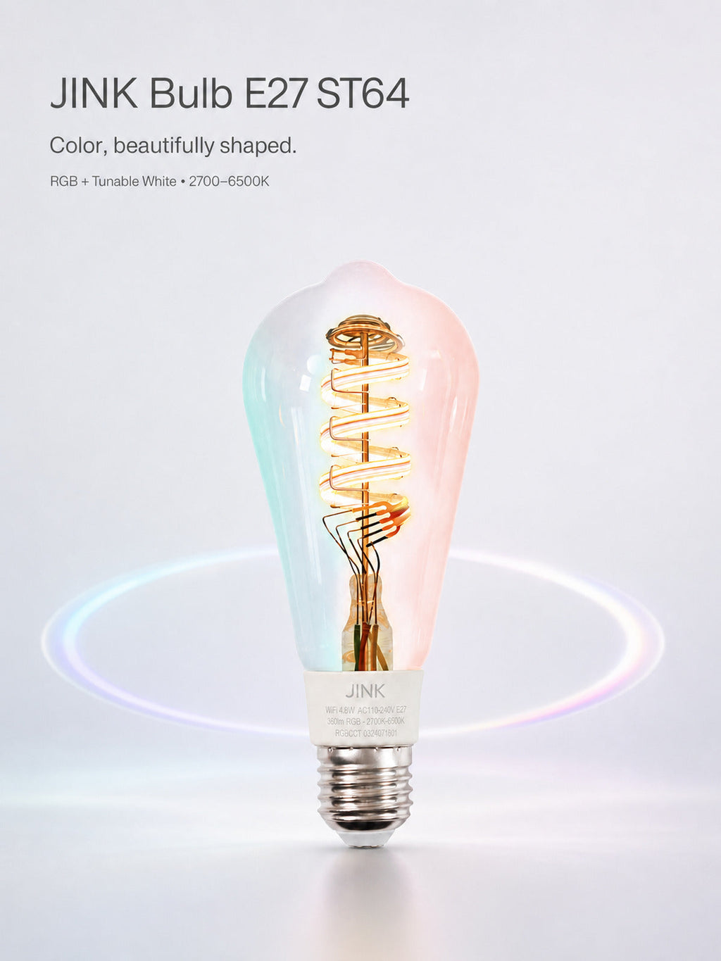 JINK Bulb E27 ST64 RGB and tunable white product hero — standardized 3x4 media