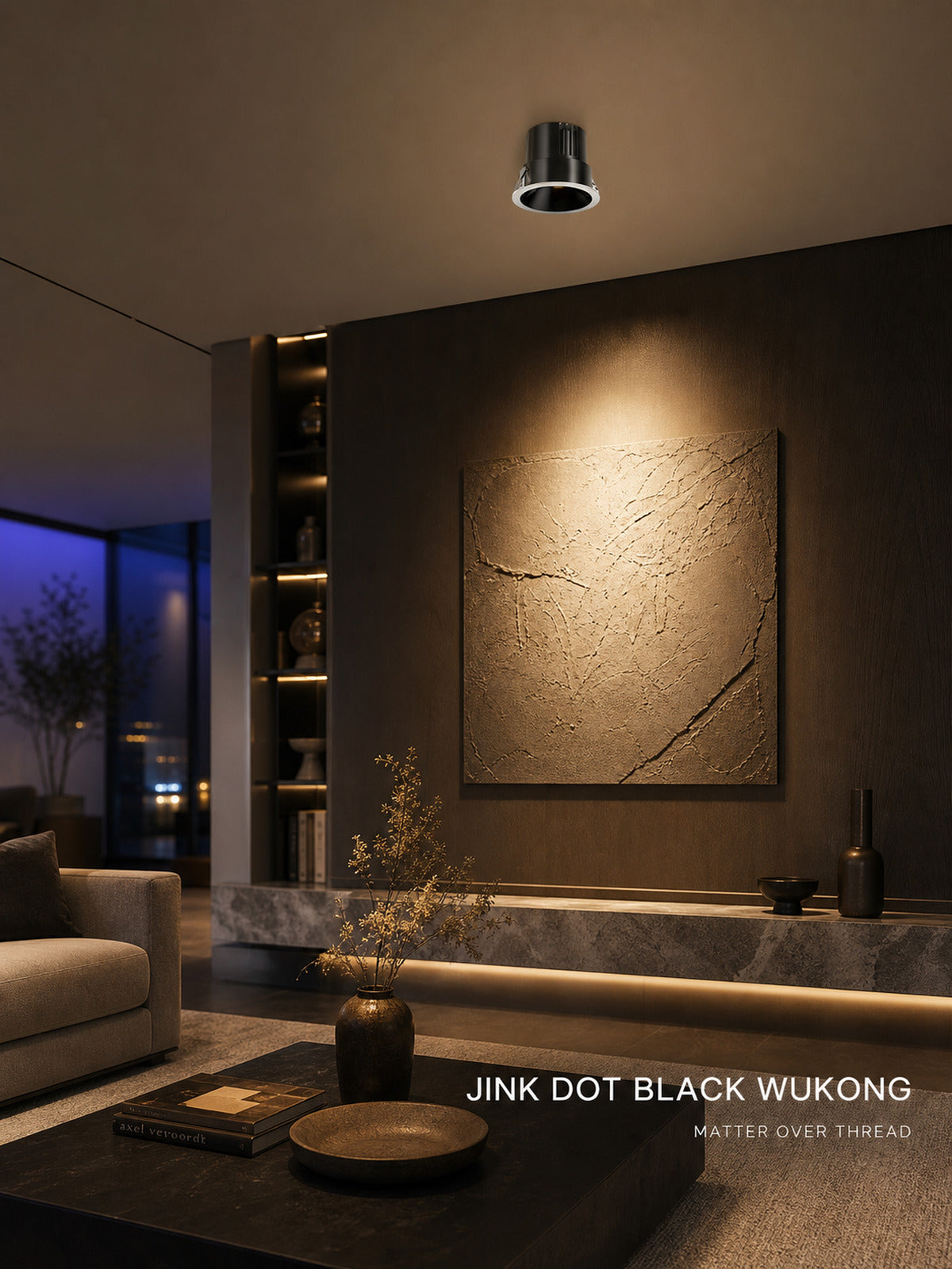 JINK Dot Black Wukong Matter over Thread smart spotlight in modern luxury interior — standardized 3x4 media