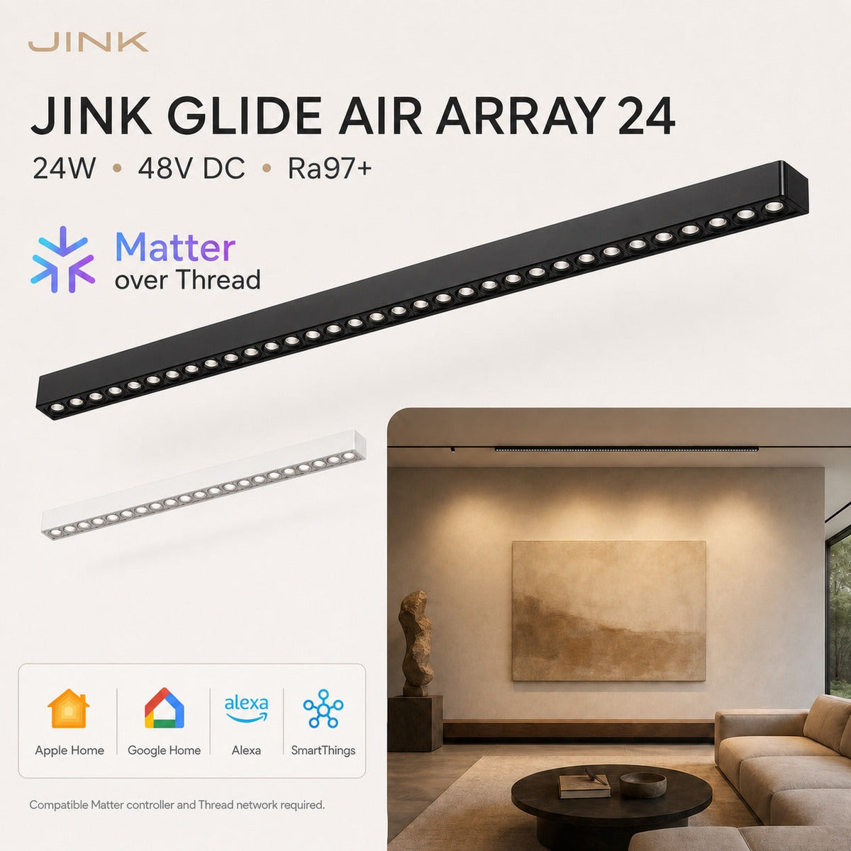 JINK Glide Air Array 24 Matter smart magnetic track light — standardized 1x1 media