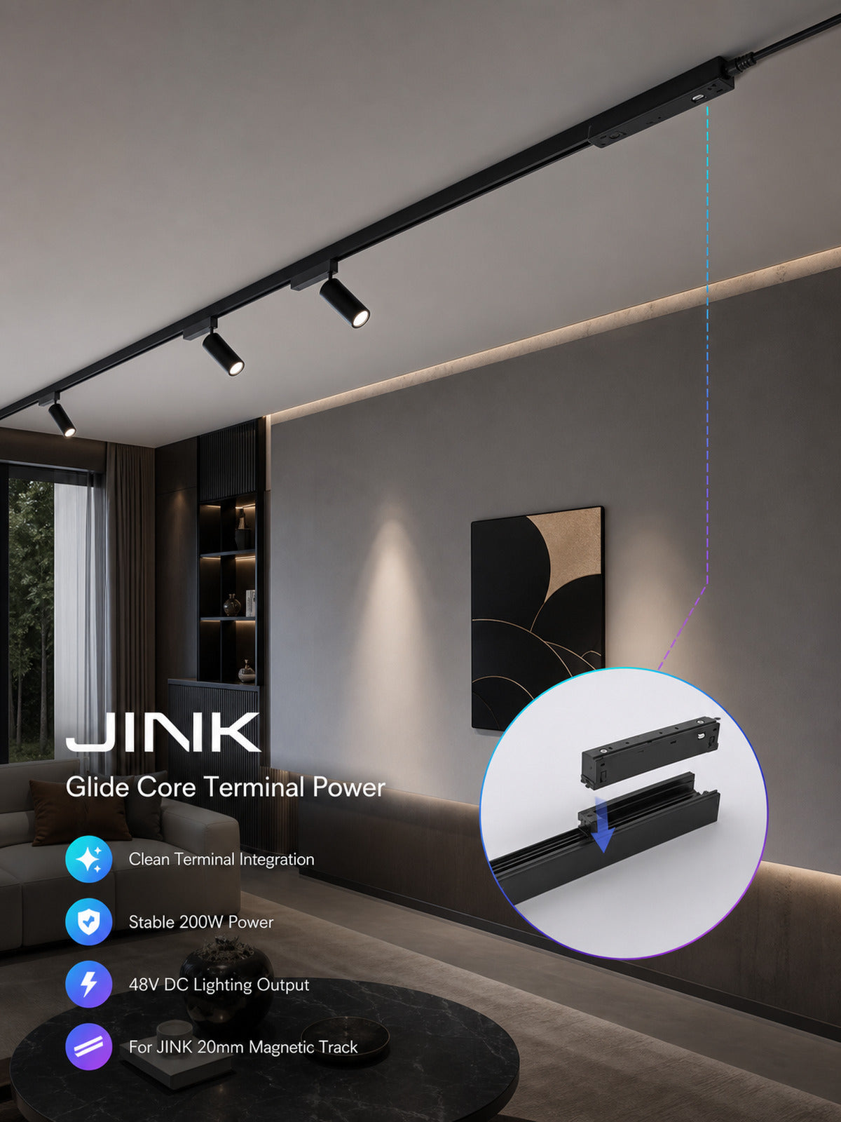 JINK Glide Core terminal power installed scene — standardized 3x4 media