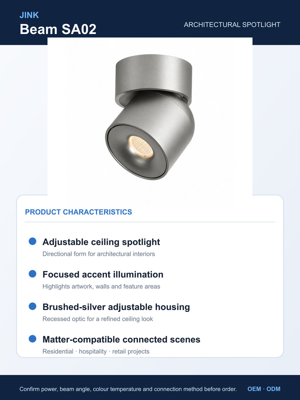 JINK Beam SA02 product characteristics — standardized 3x4 media