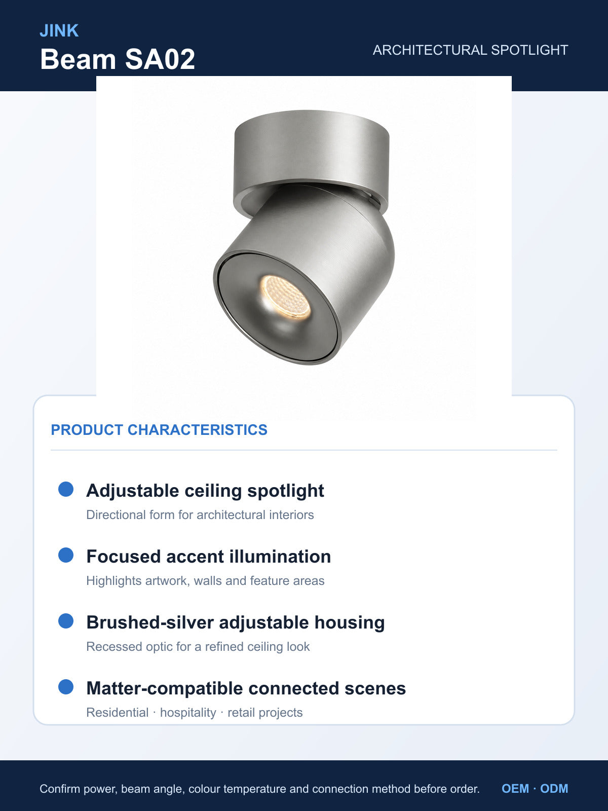 JINK Beam SA02 product characteristics — standardized 3x4 media