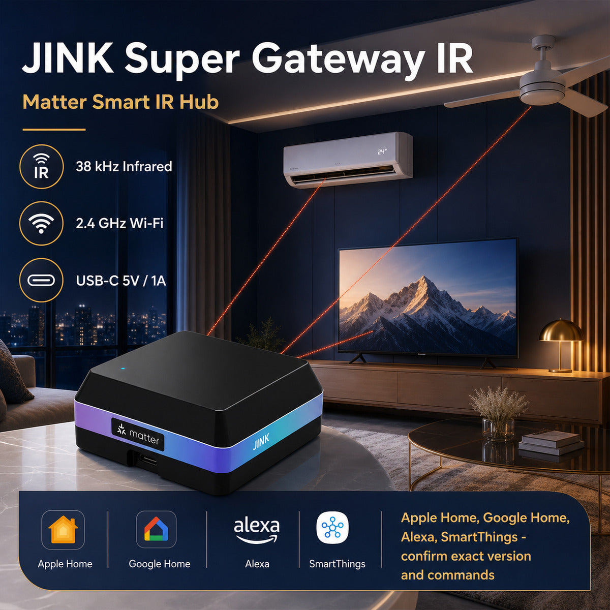 JINK Super Gateway IR Matter scene — standardized 1x1 media