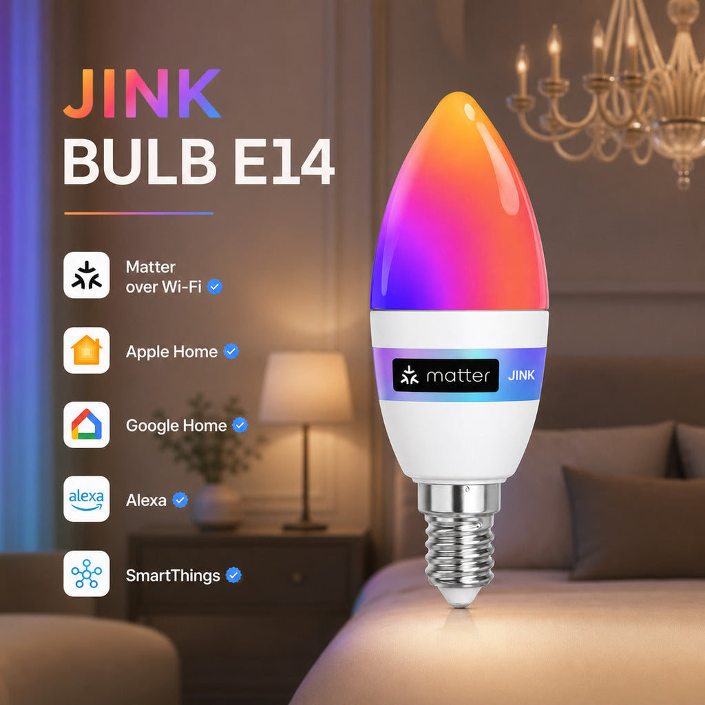 JINK Bulb E14 Matter smart candle bulb comprehensive hero — standardized 1x1 media