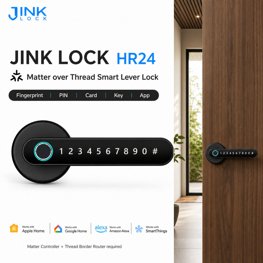 JINK Lock HR24 Matter over Thread smart lever lock — standardized 1x1 media