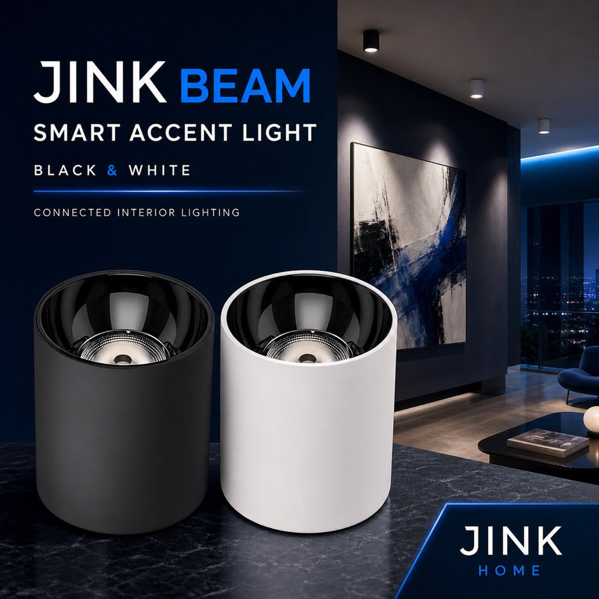JINK Beam smart accent light black and white comprehensive interior hero — standardized 1x1 media
