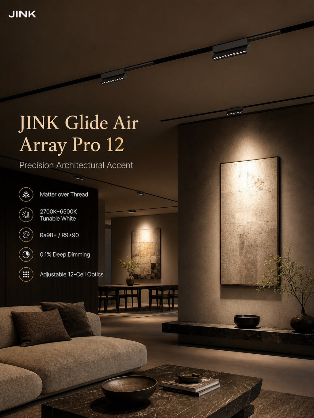 JINK Glide Air Array Pro 12 architectural lighting scene — standardized 3x4 media