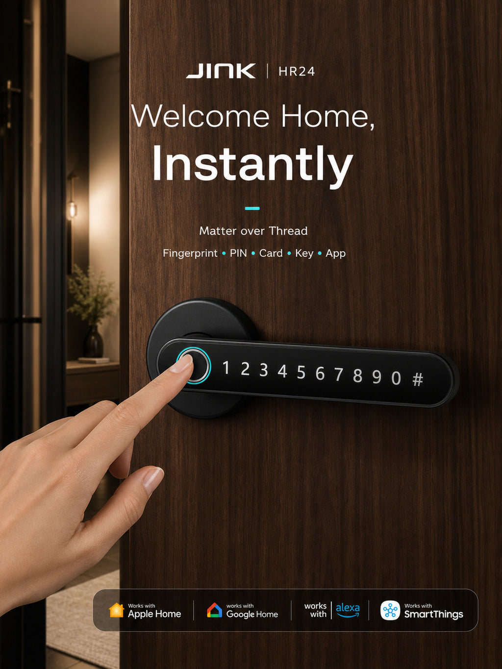 JINK Lock HR24 fingerprint entry scene — standardized 3x4 media
