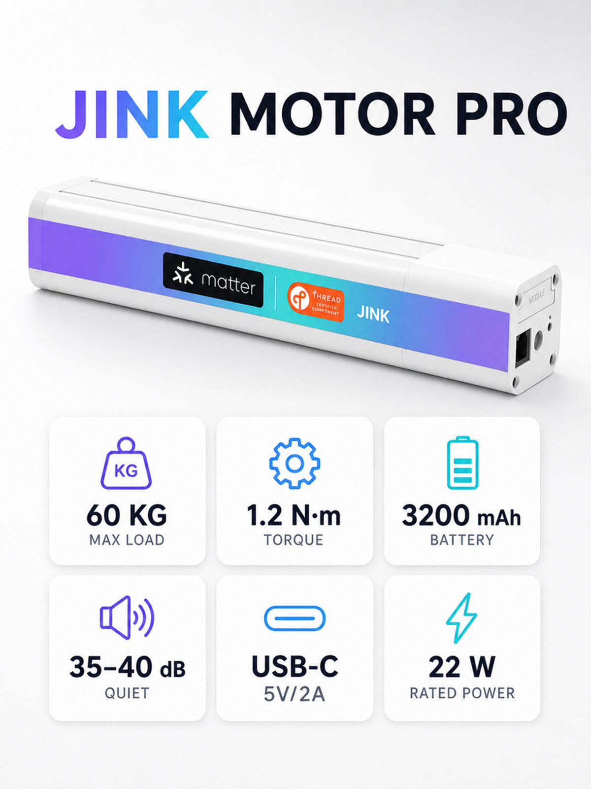 JINK Motor Pro technical specifications 60kg 1.2Nm 3200mAh — standardized 3x4 media