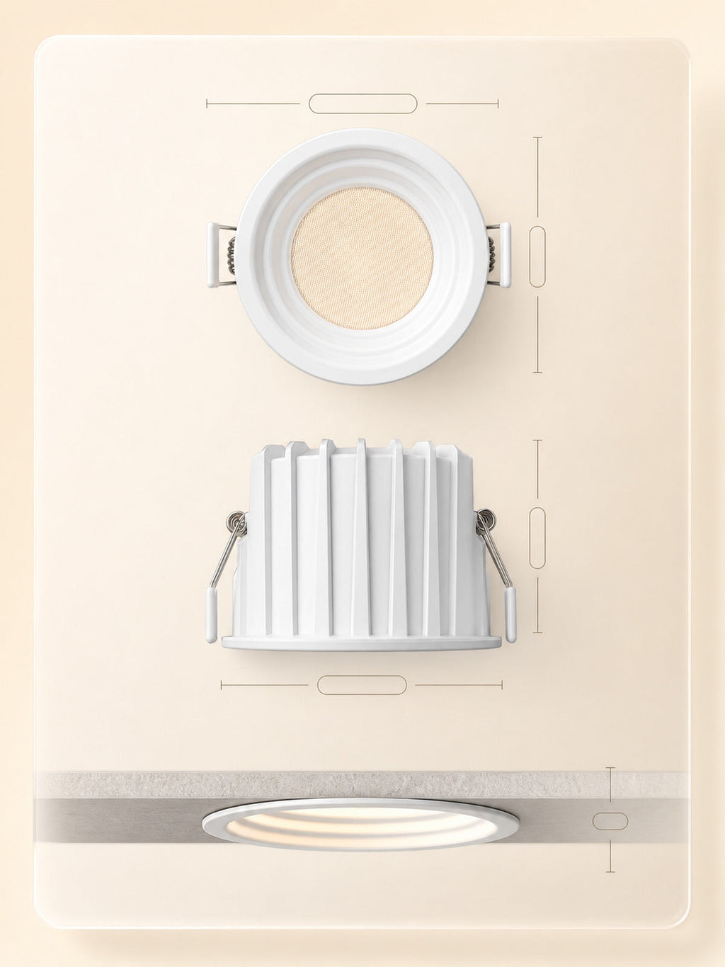 JINK Dot T3 dimensions and recessed installation — standardized 3x4 media