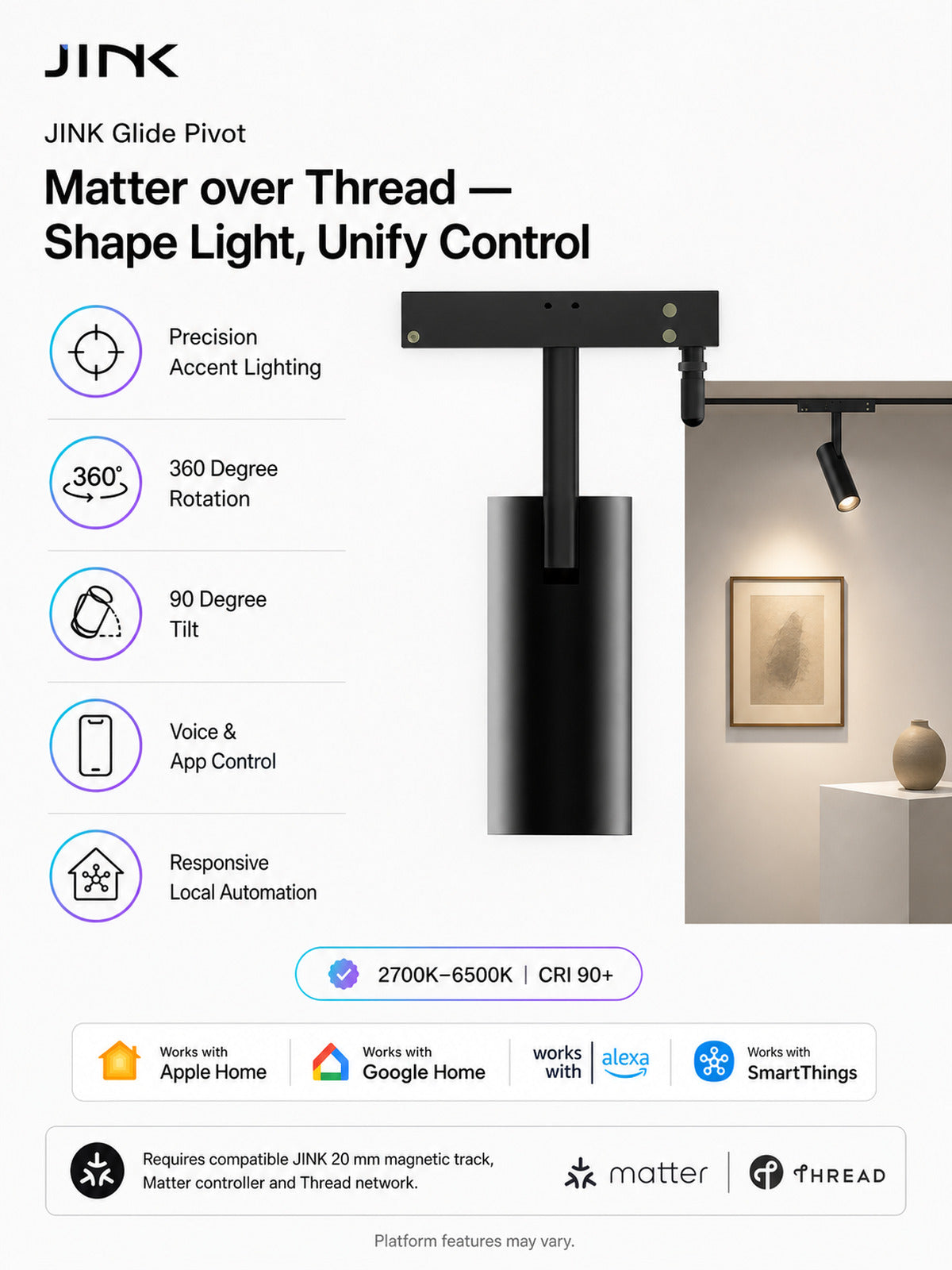 JINK Glide Pivot Matter platforms — standardized 3x4 media
