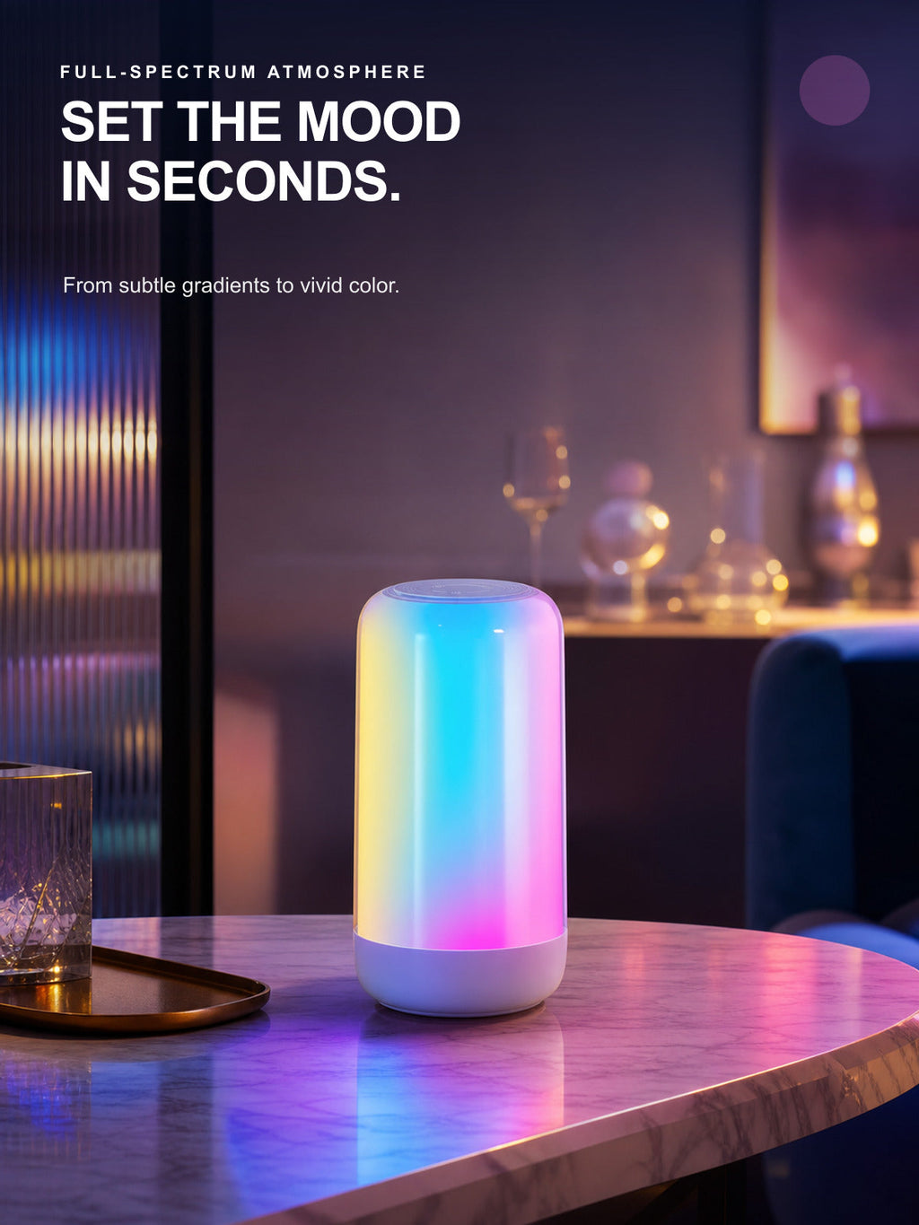 JINK Luma Fugetek full-spectrum atmosphere light in a modern lounge — standardized 3x4 media