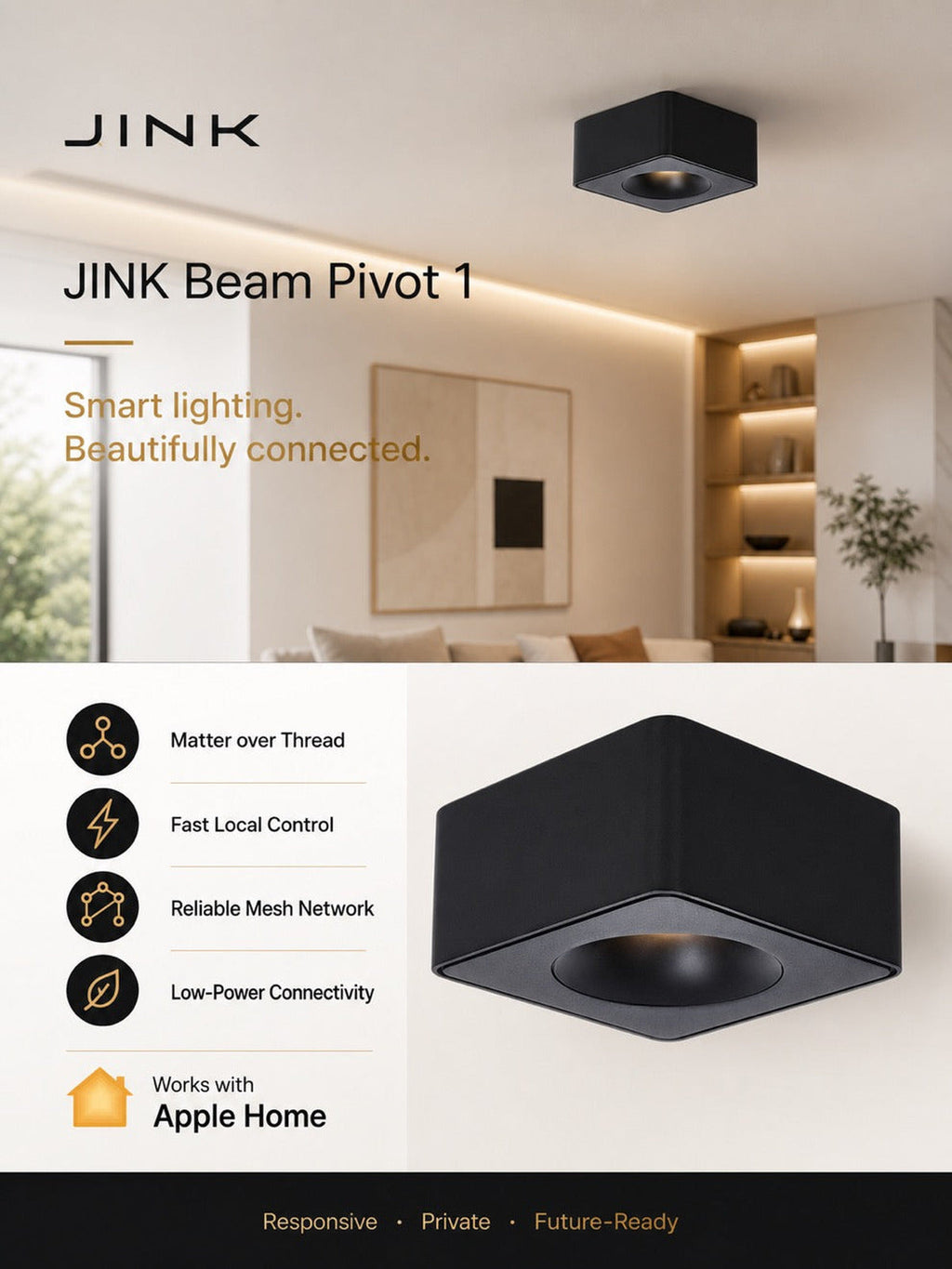 JINK Beam Pivot 1 Matter Apple Home benefits — standardized 3x4 media