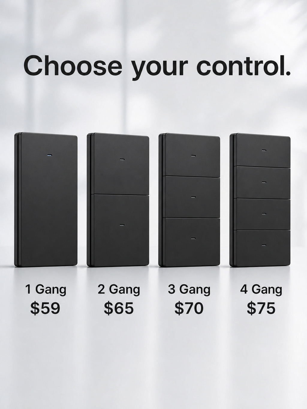JINK Switch A120 1 to 4 Gang options and prices — standardized 3x4 media