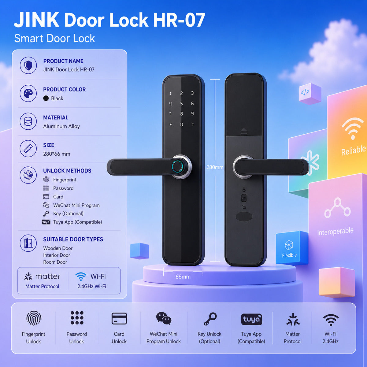 JINK Door Lock HR-07 — standardized 1x1 media