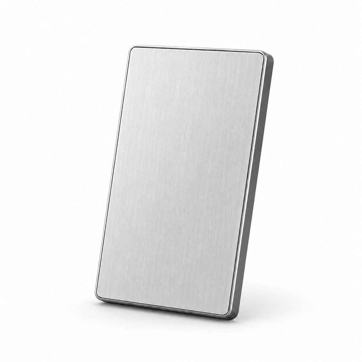JINK Switch 2.5D US standard brushed silver panel with silver aluminum frame — standardized 1x1 media