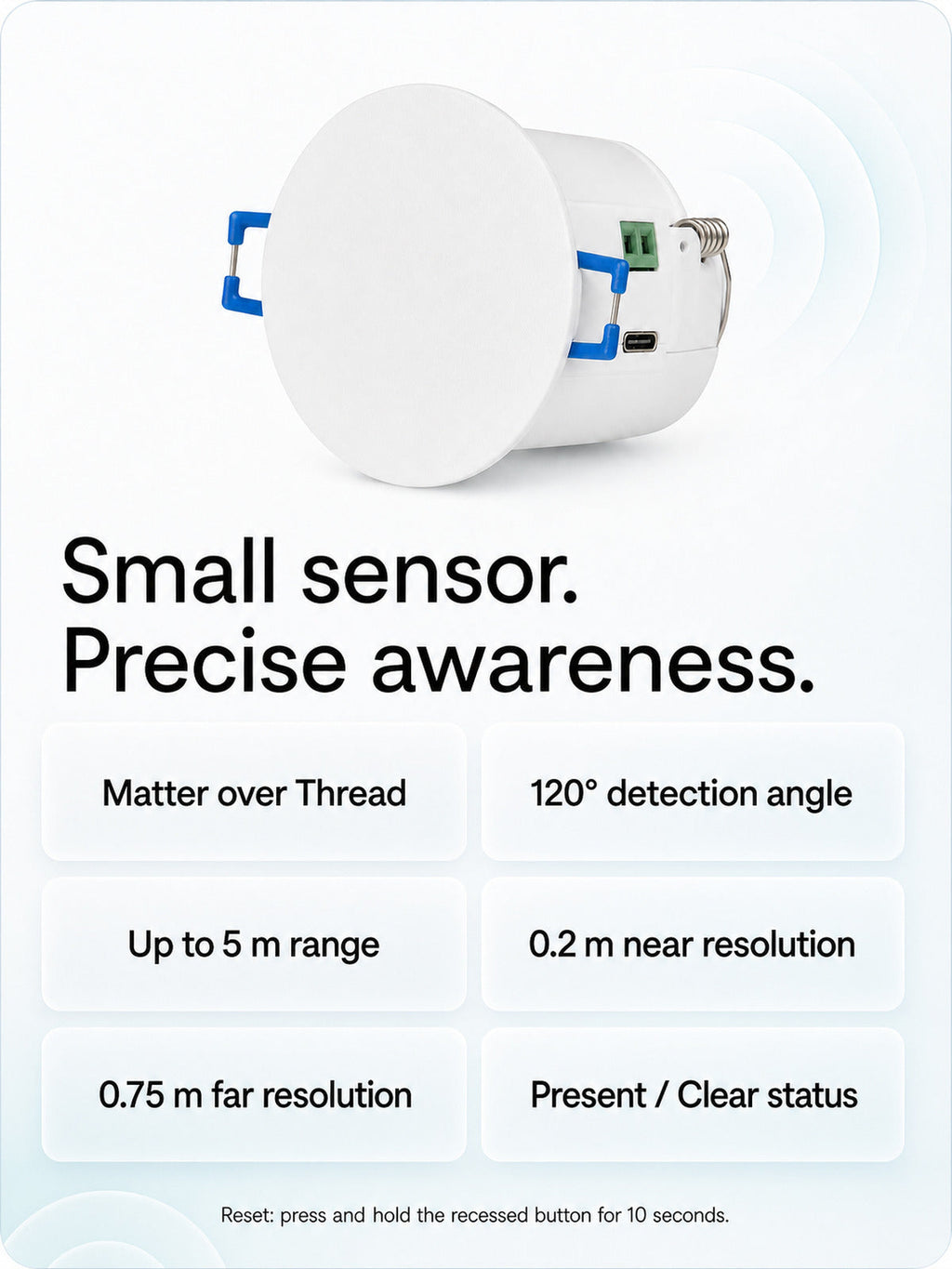 JINK Presence Sensor T2 technical specifications — standardized 3x4 media