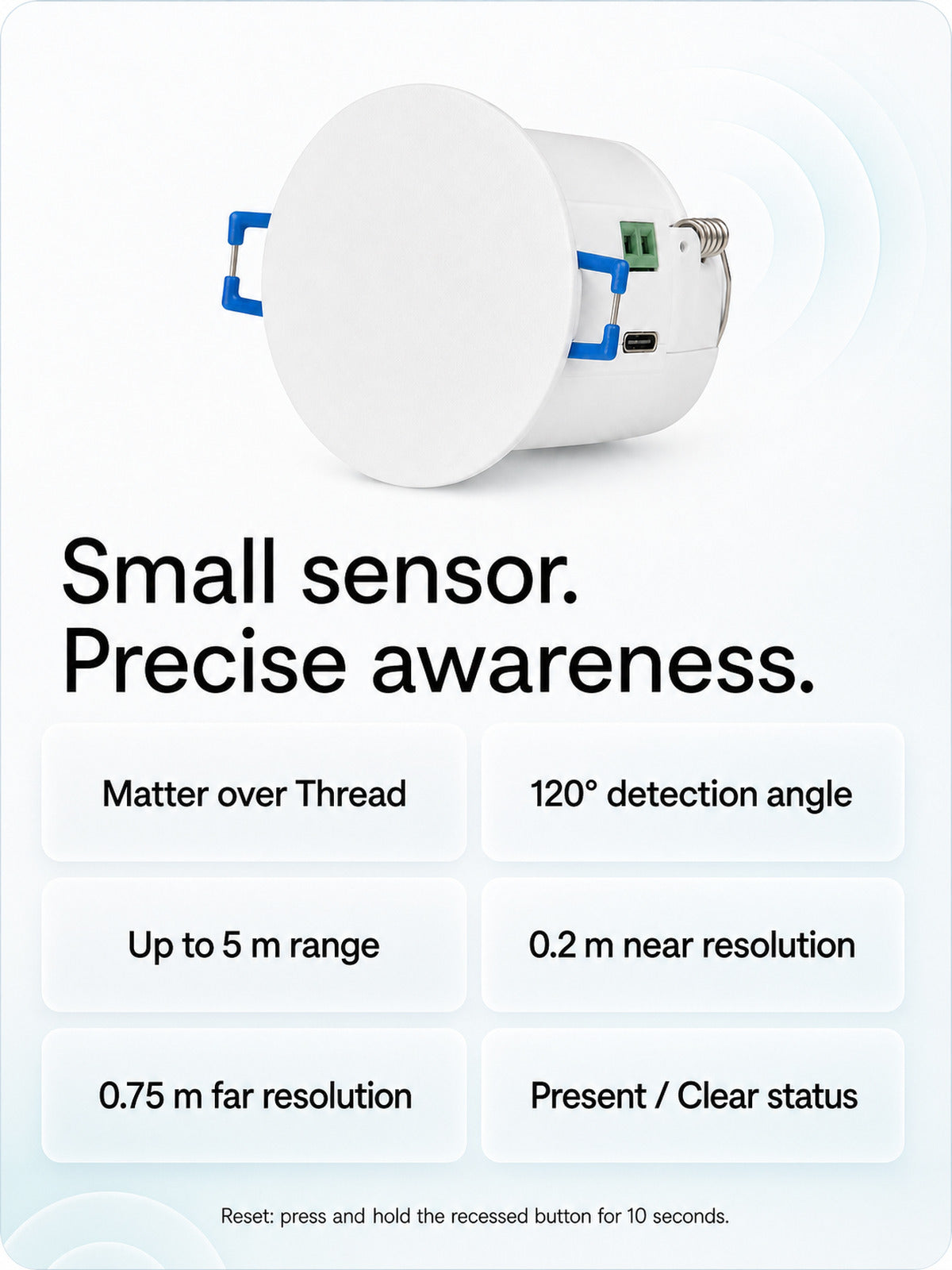 JINK Presence Sensor T2 technical specifications — standardized 3x4 media
