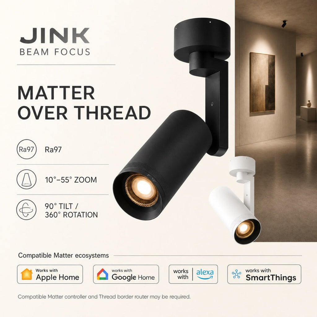 JINK Beam Focus Matter over Thread smart spotlight composite hero — standardized 1x1 media