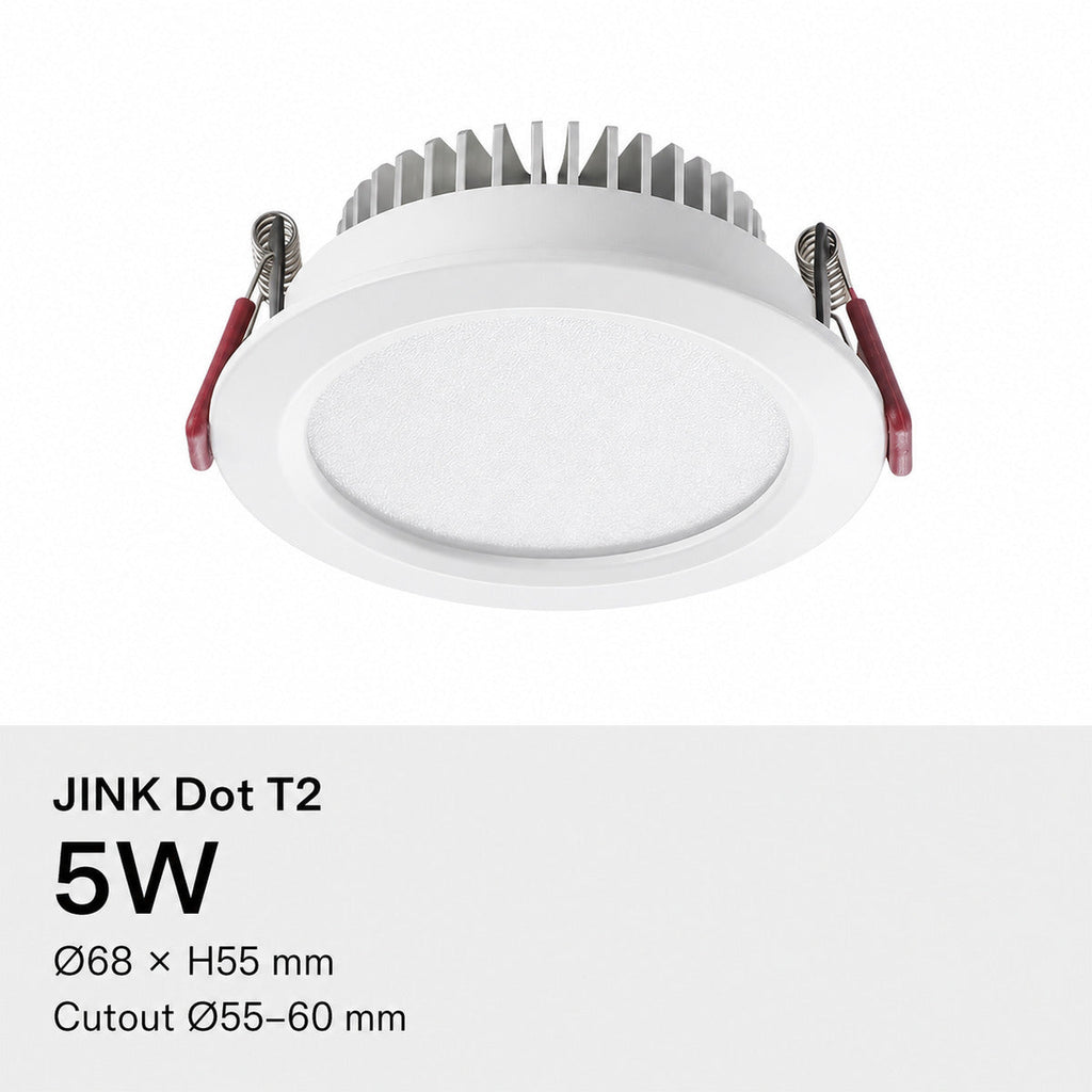 JINK Dot T2 5W, Ø68 × H55 mm, cutout Ø55–60 mm — standardized 1x1 media