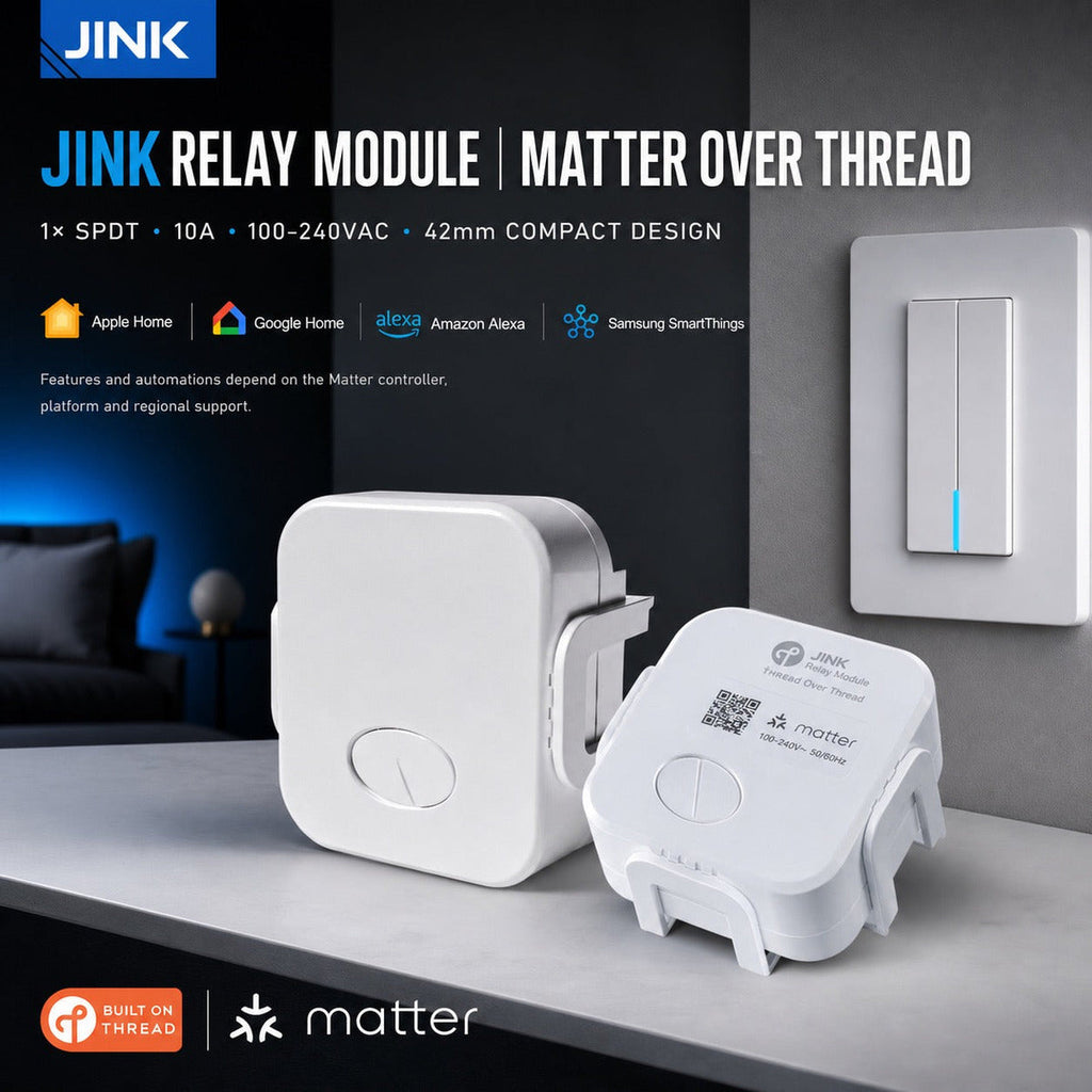 JINK Relay Module Matter over Thread comprehensive hero — standardized 1x1 media