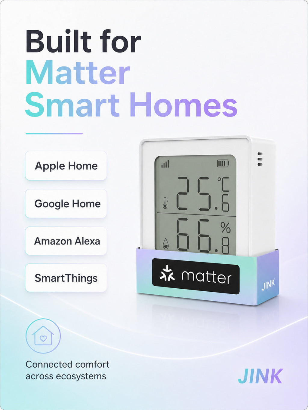 JINK Climate Sensor Matter ecosystem compatibility — standardized 3x4 media