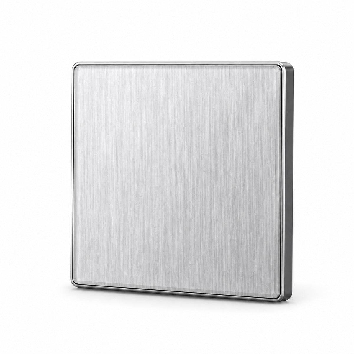 JINK Switch 2.5D 86 x 86 mm brushed silver panel with silver aluminum frame — standardized 1x1 media