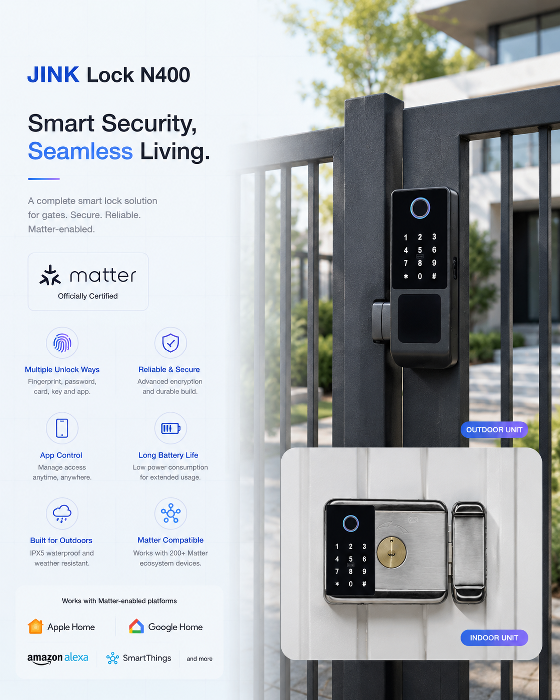 JINK Lock N400 Outdoor Smart Gate Lock