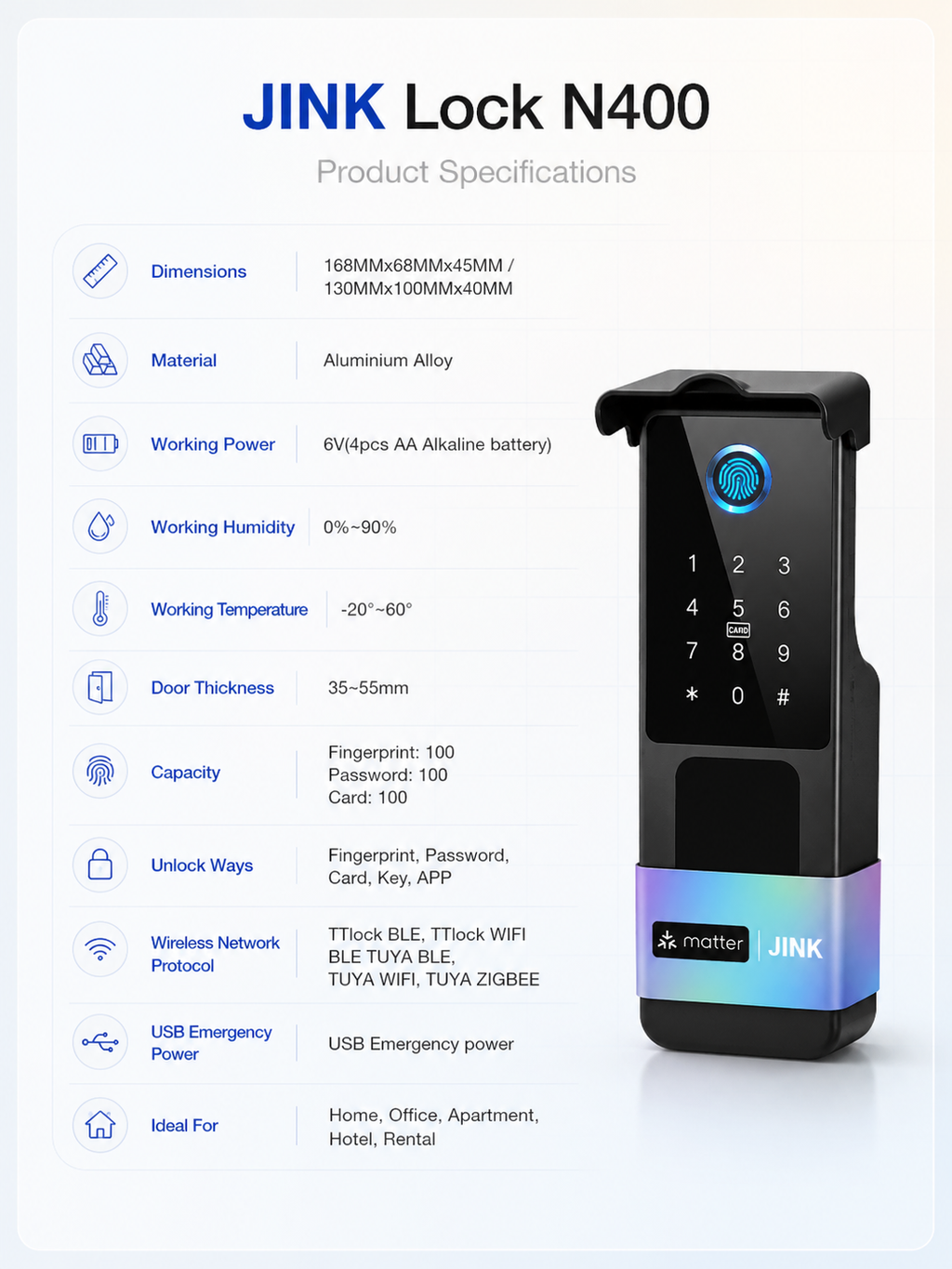JINK Lock N400 Outdoor Smart Gate Lock