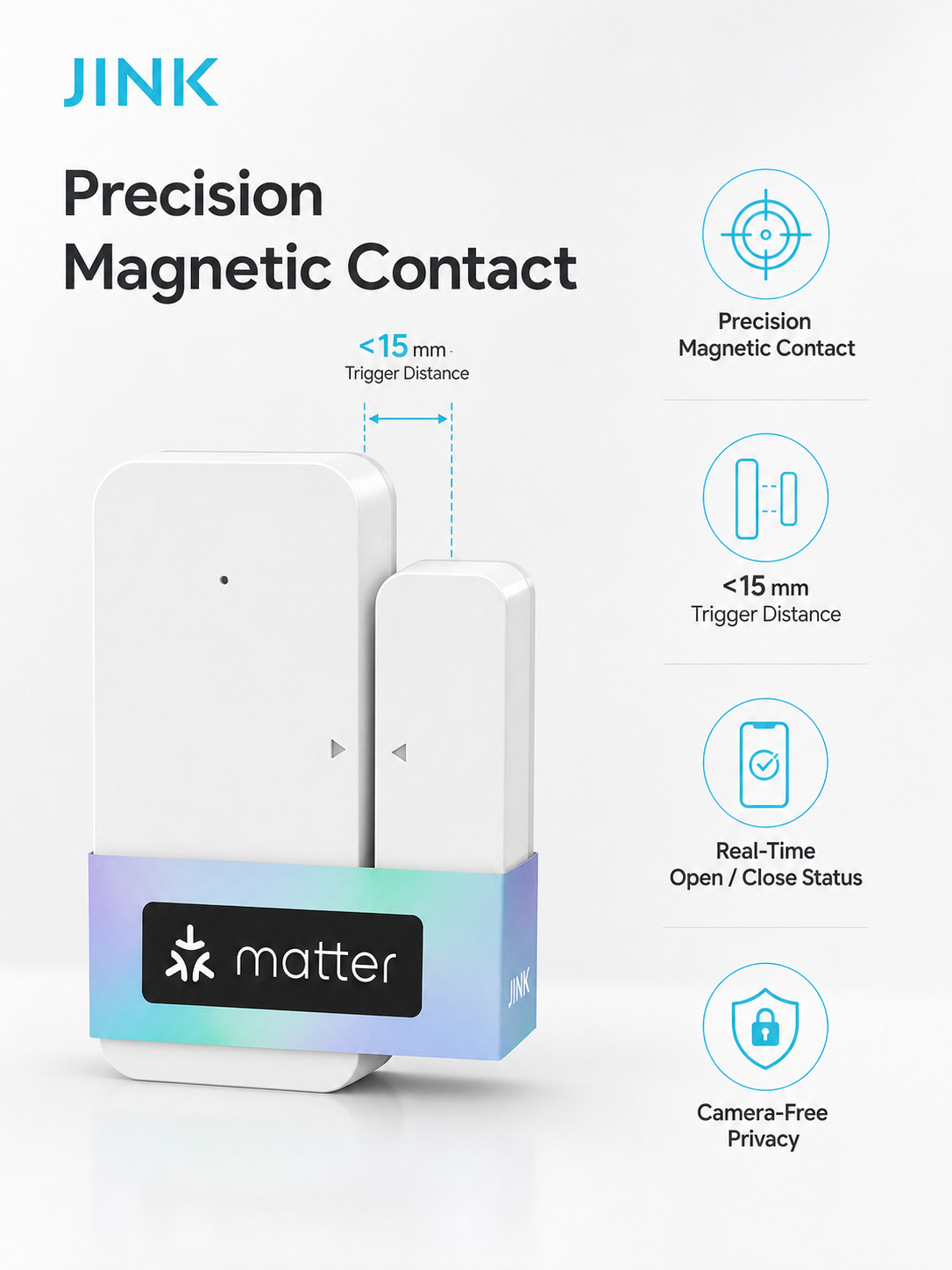 JINK Door and Window Sensor magnetic contact trigger distance
