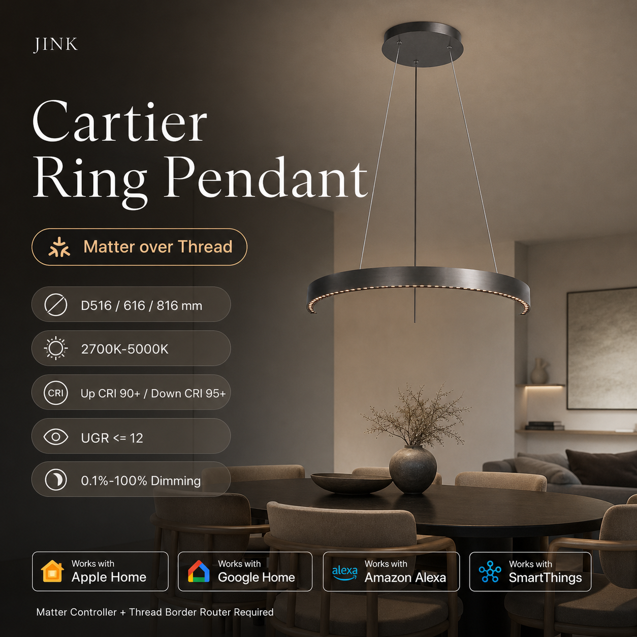 JINK Bond Cartier Ring Pendant Matter over Thread smart light hero with supported platforms