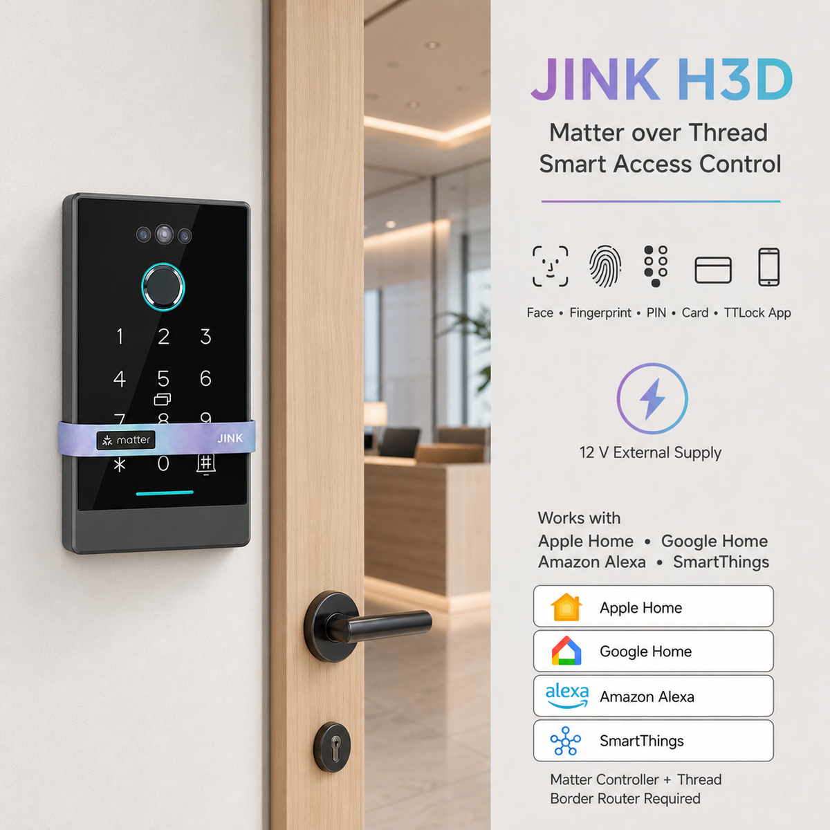 JINK H3D Matter over Thread smart access control integrated entrance scene