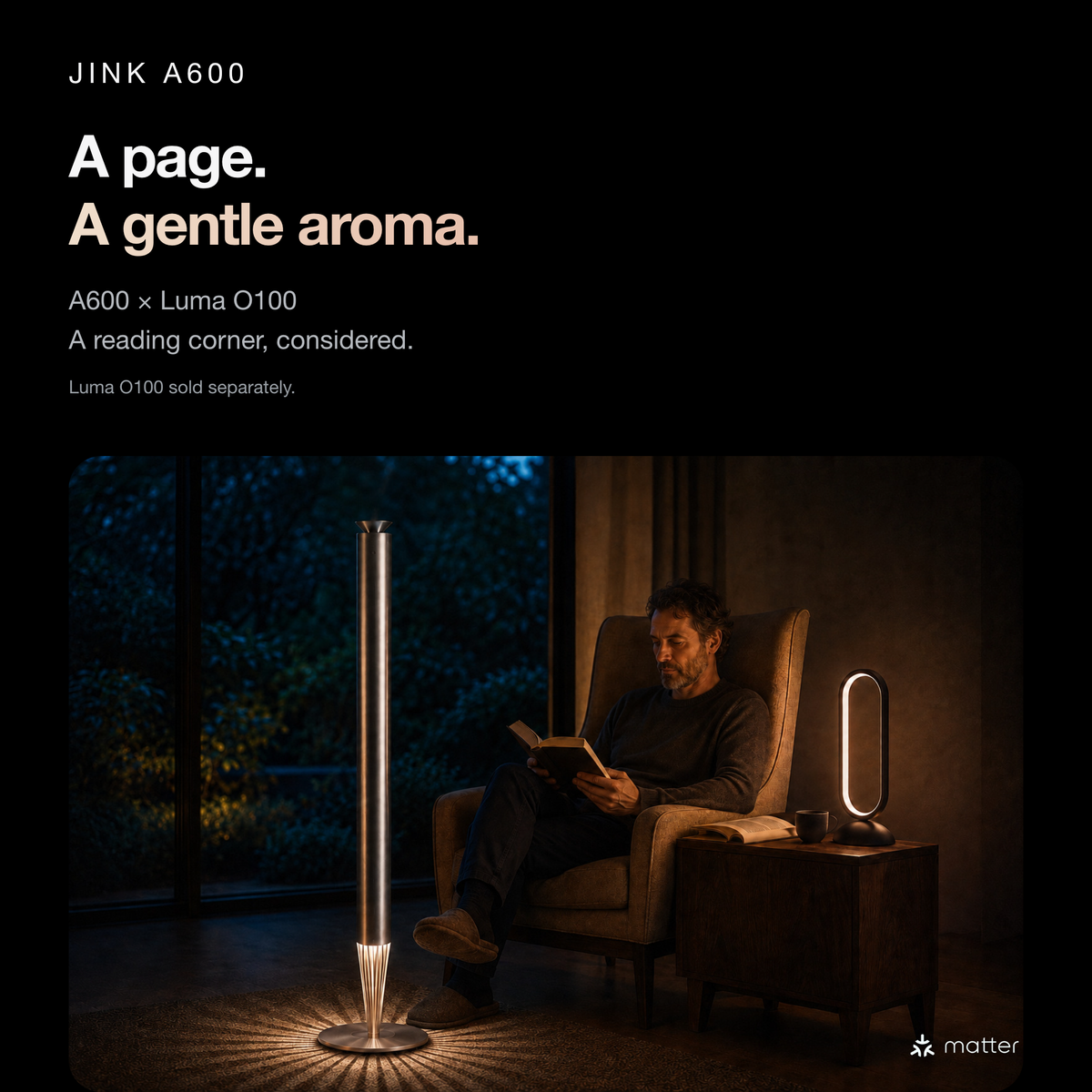 JINK A600 — A600 and Luma O100 reading scene