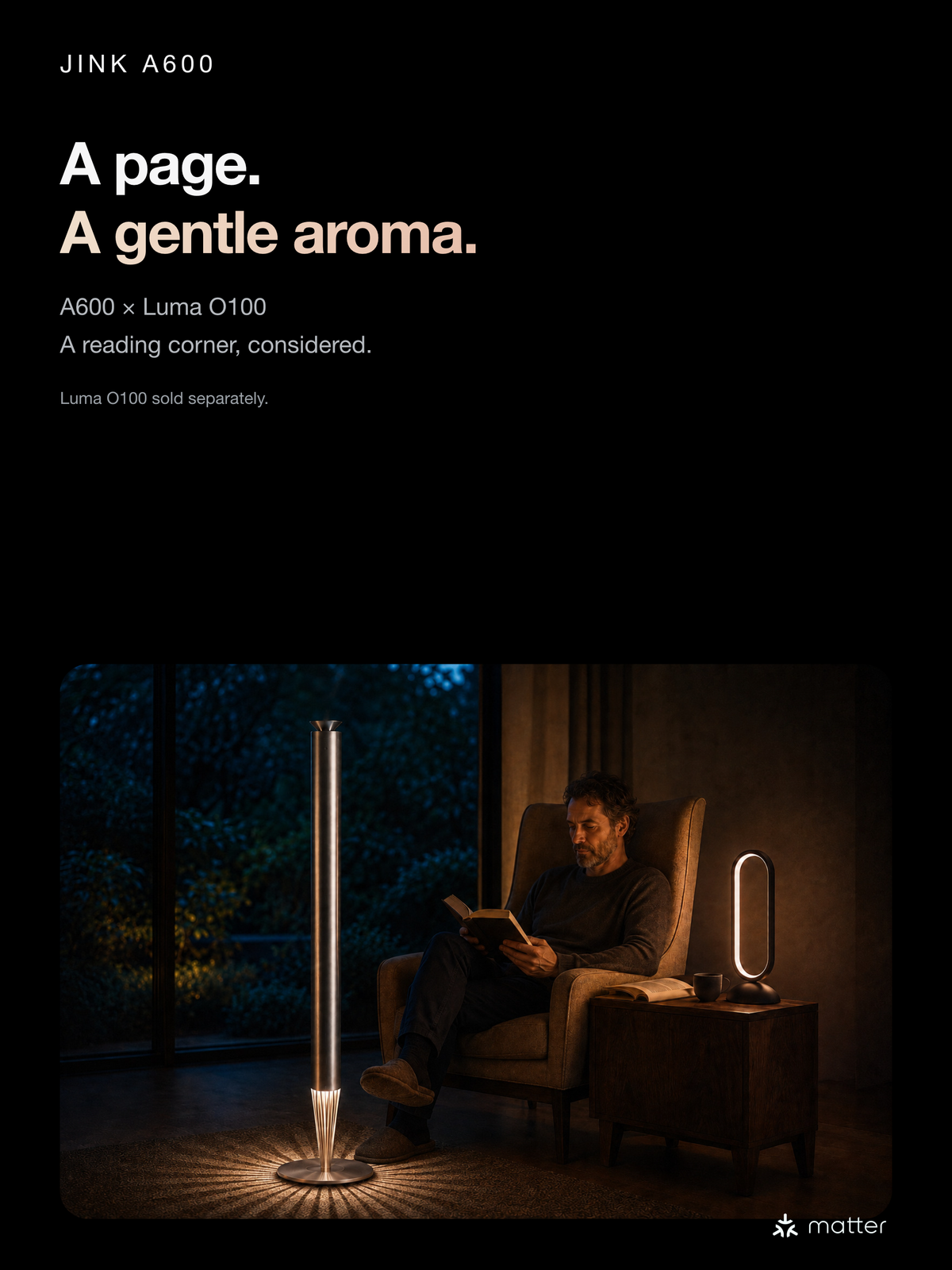 JINK A600 — A600 and Luma O100 reading scene