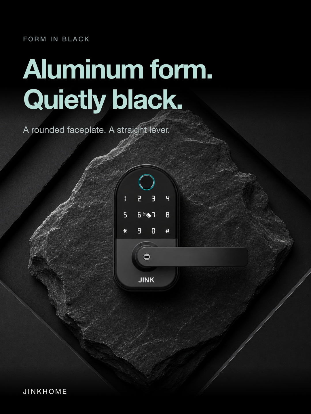 JINK Lock Air — Black aluminum form on dark stone