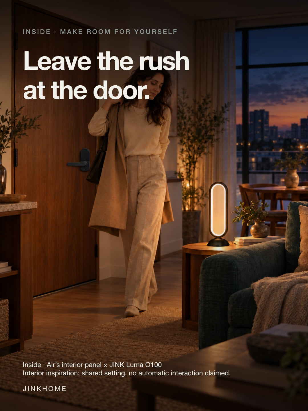 JINK Lock Air — Interior lock panel in an evening home setting