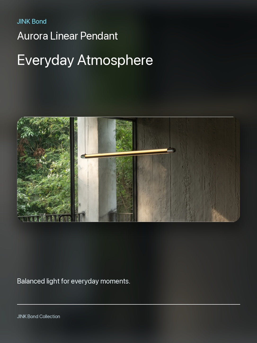 JINK Bond Aurora Linear Pendant creating warm ambient light