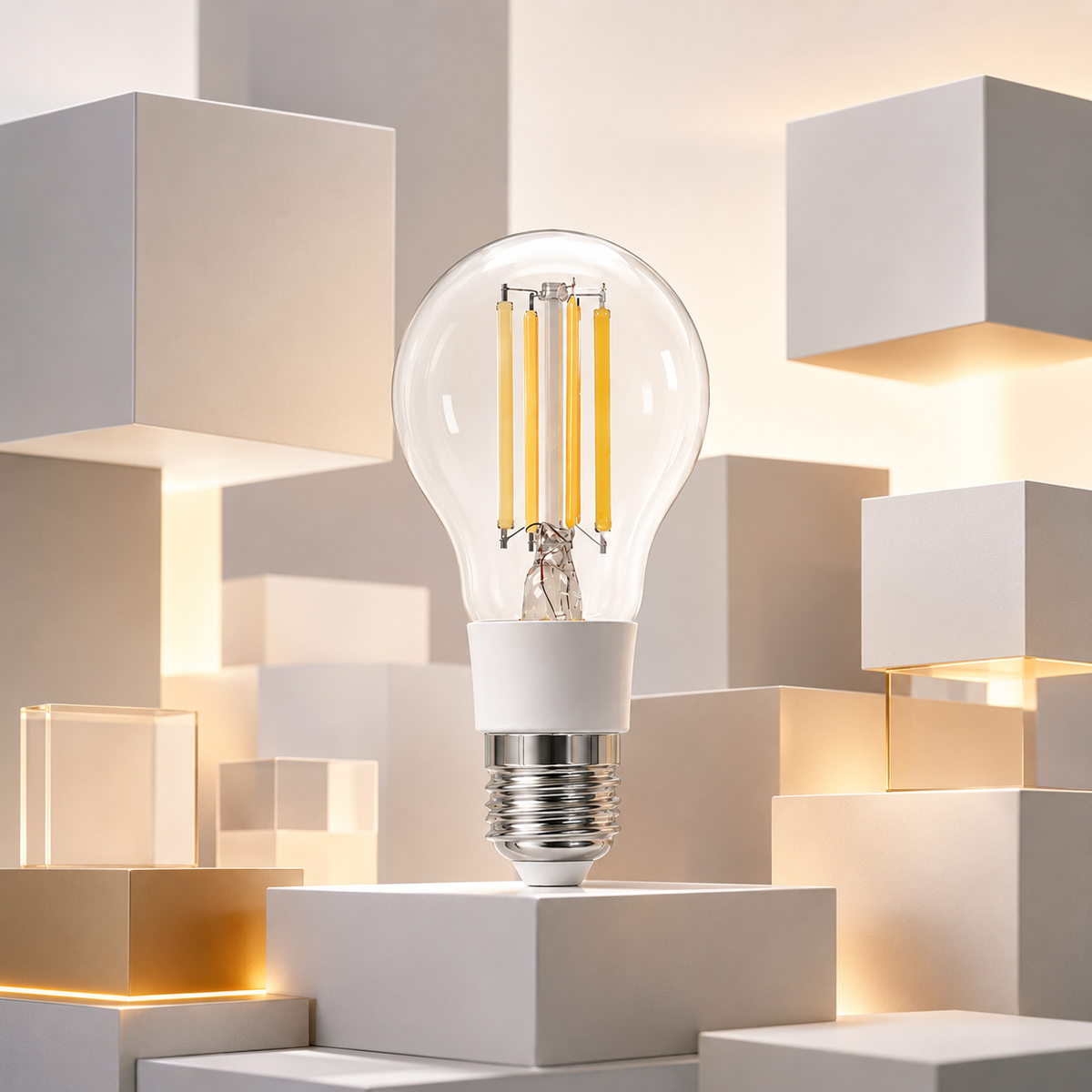 JINK Bulb Ember in a warm neutral geometric lighting scene