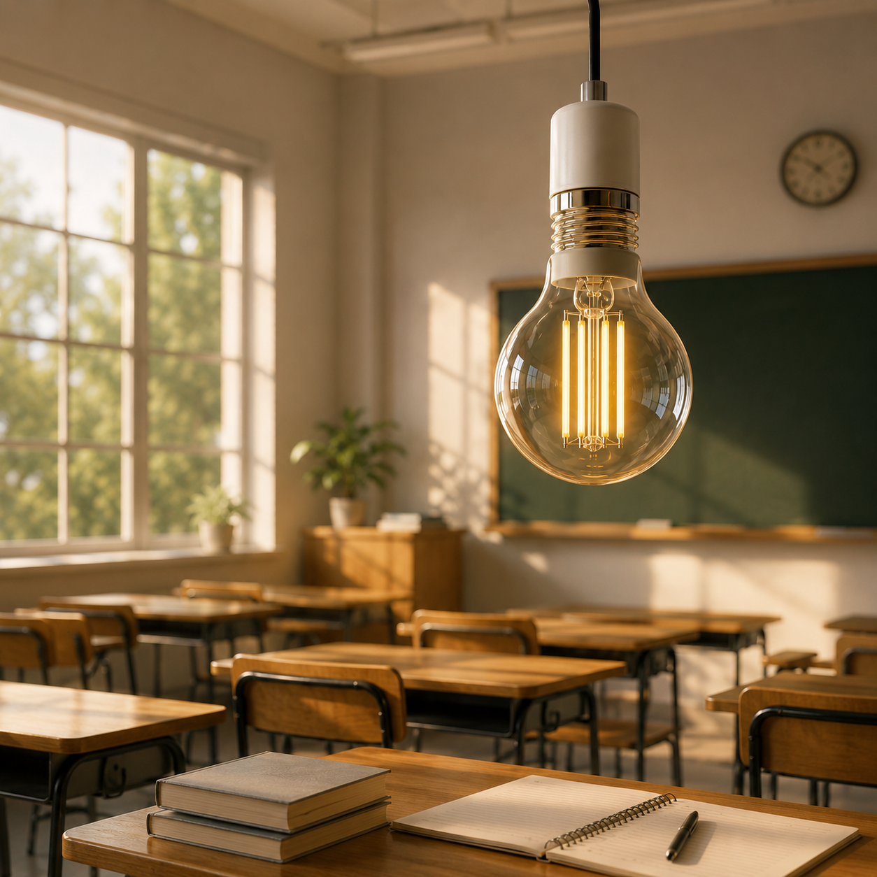 JINK Bulb Ember glowing in a warm classroom setting