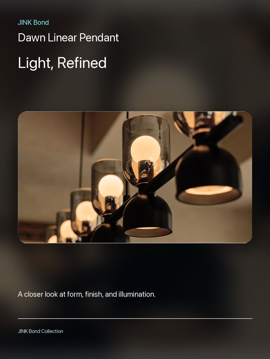 JINK Bond Dawn Linear Pendant lighting and material detail