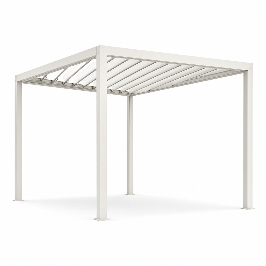 JINK Haven aluminum louvered canopy on a pure white background