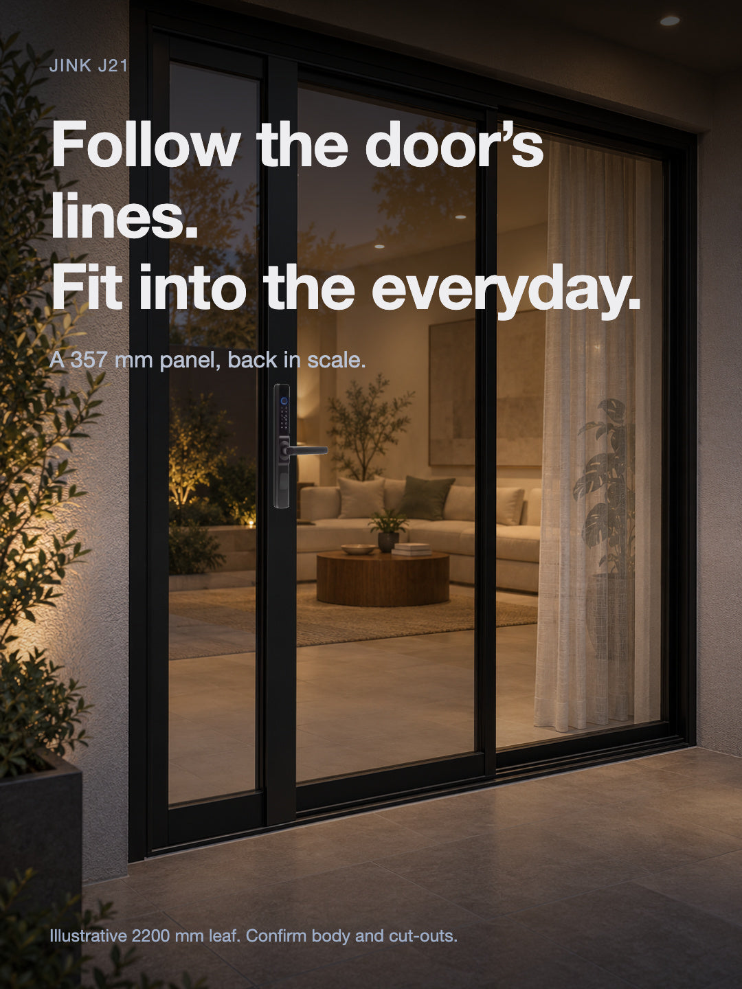 JINK J21 — narrow-stile aluminum sliding-door installation at scale