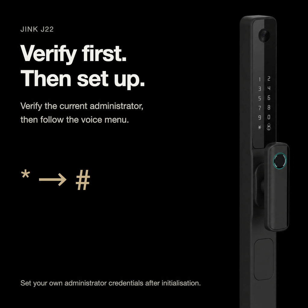 JINK J22 — administrator verification at the keypad
