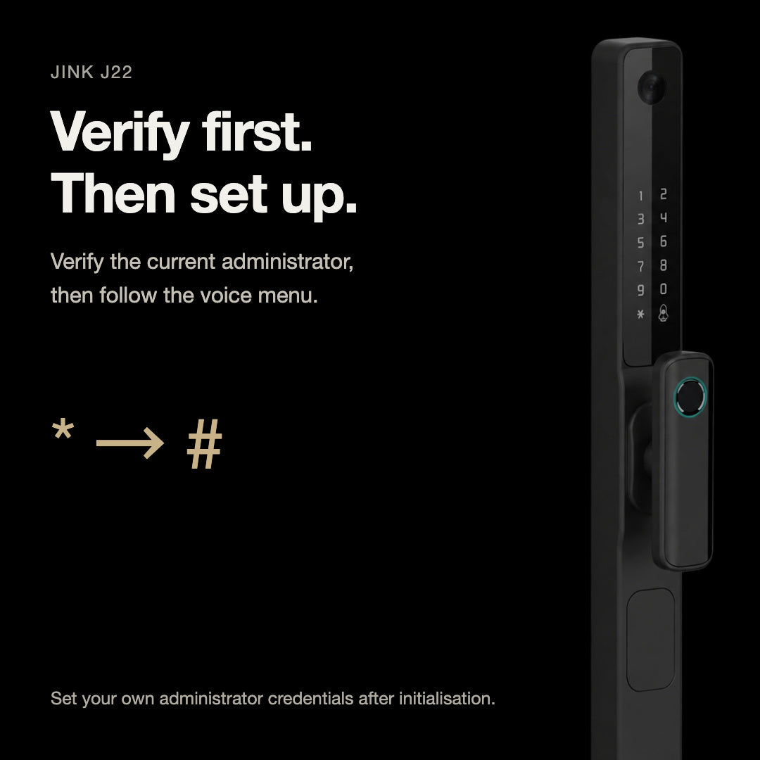 JINK J22 — administrator verification at the keypad