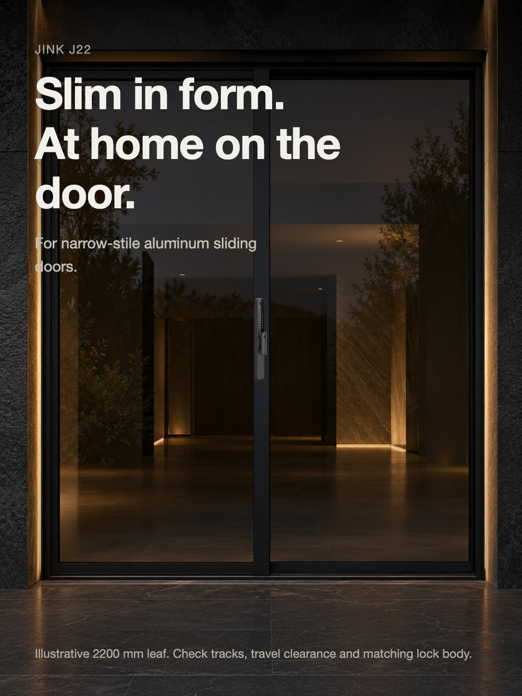 JINK J22 — narrow-stile aluminum sliding-door installation at scale