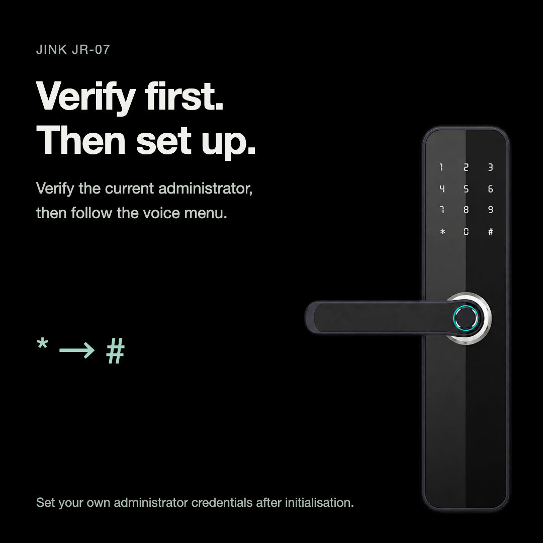 JINK JR-07 — administrator verification at the keypad