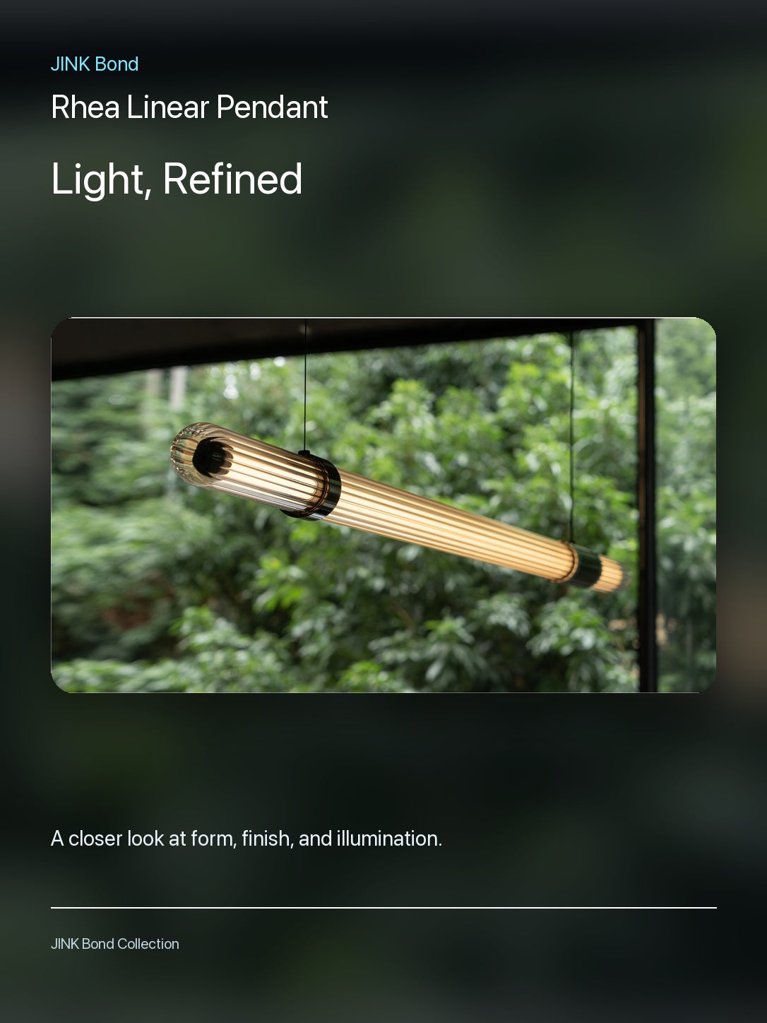 JINK Bond Rhea Linear Pendant lighting and material detail