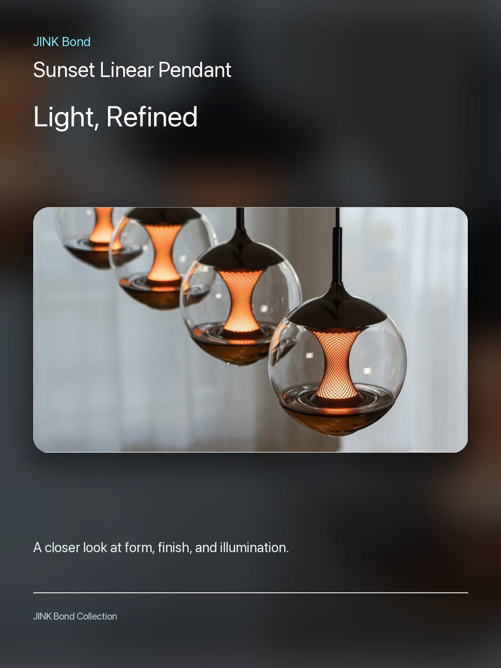 JINK Bond Sunset Linear Pendant lighting and material detail