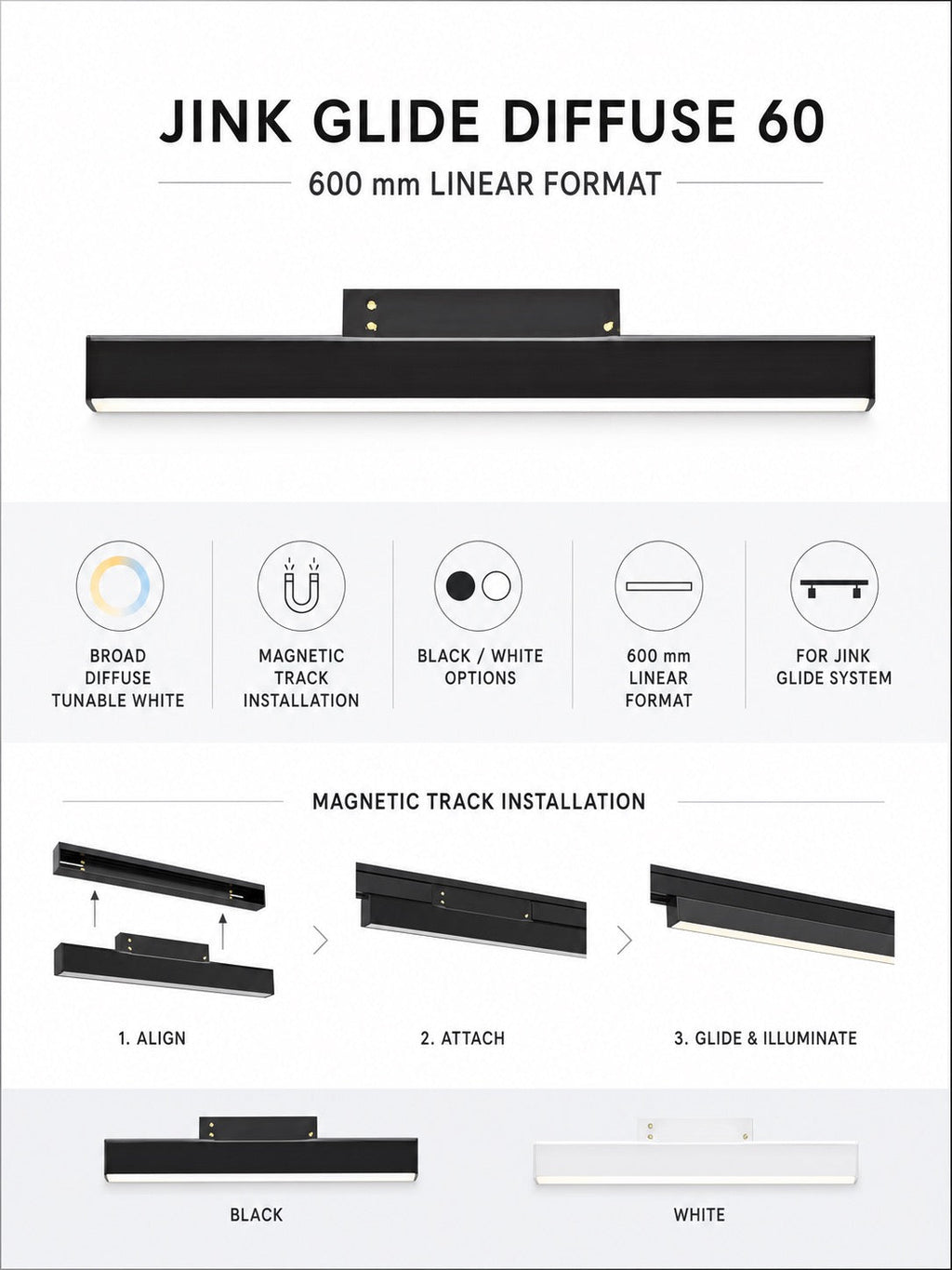 JINK Glide Diffuse 60 specification and magnetic installation