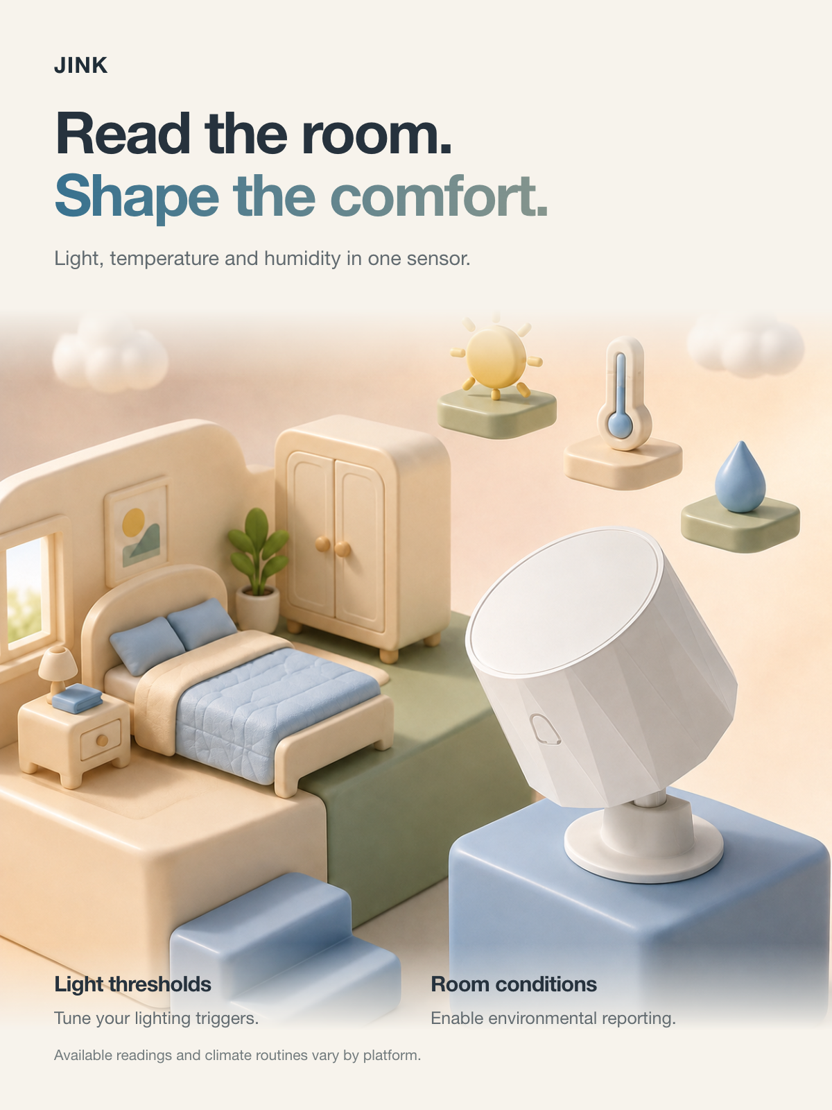 Light thresholds and environmental reporting for supported routines